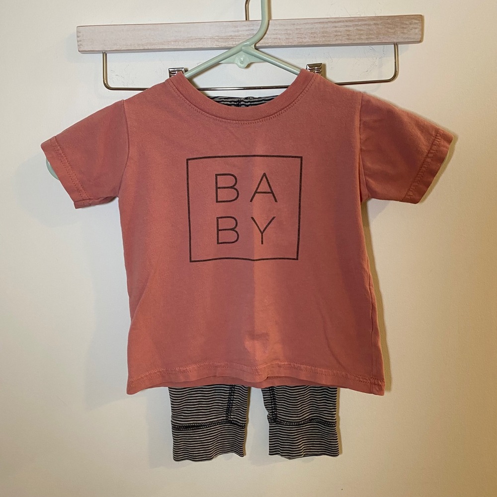 Rabbit Skins Carter's 2-Piece Set Unisex 24M Pink Gray BABY Graphic Minimalist